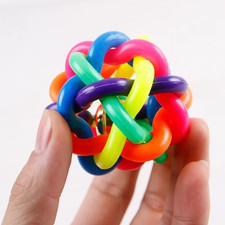 Cute Dog Toys Interactive Pet Dog Ball Toy Cat Toy with Small Bell Rainbow Dogs