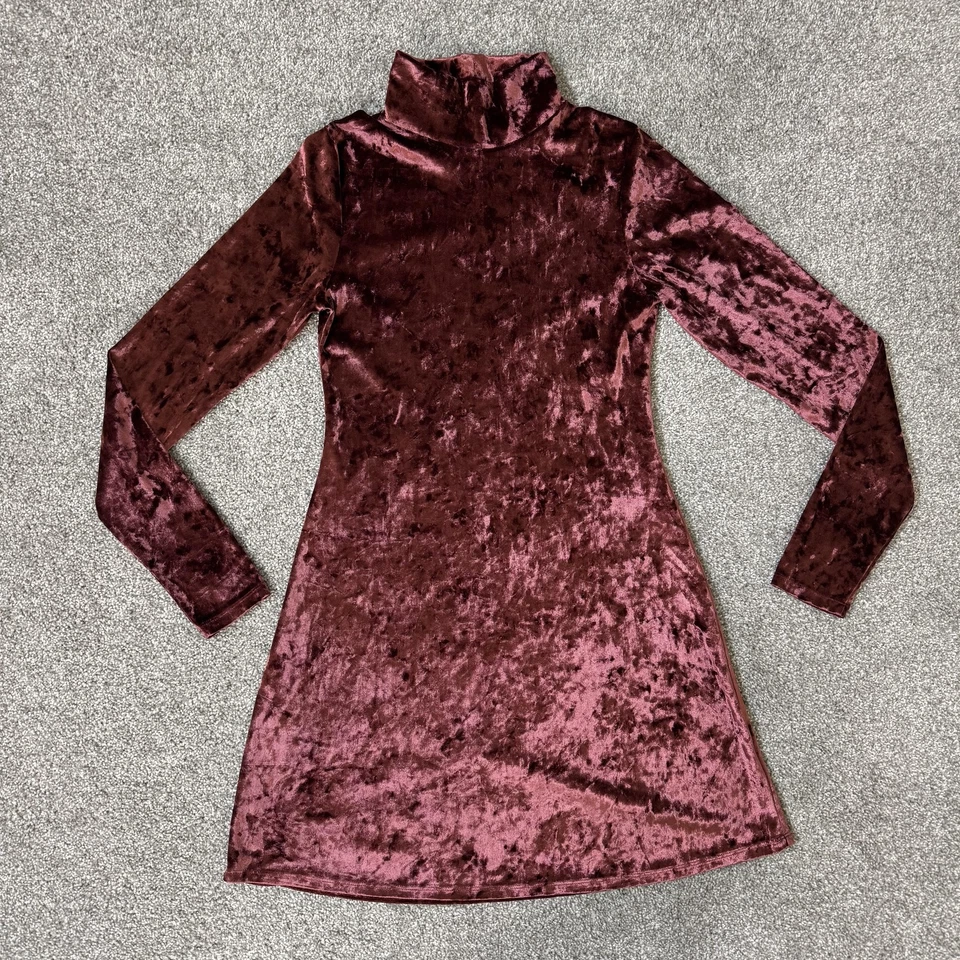 Vestido Kimchi Azul Mujer Pequeño Borgoña Terciopelo Manga Larga Aplastado Bodycon Mini Foto 2 de 4