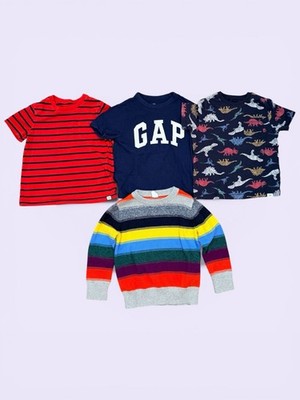 Gap Toddler Boy Mixed Bundle Rainbow Stripe Sweater & Graphic T-Shirts Multi-Pac