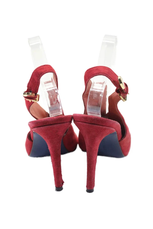 Zapatos de salón Rebecca Minkoff para mujer de gamuza con puntera abierta rojos talla 9,5 medianos Foto 3 de 4