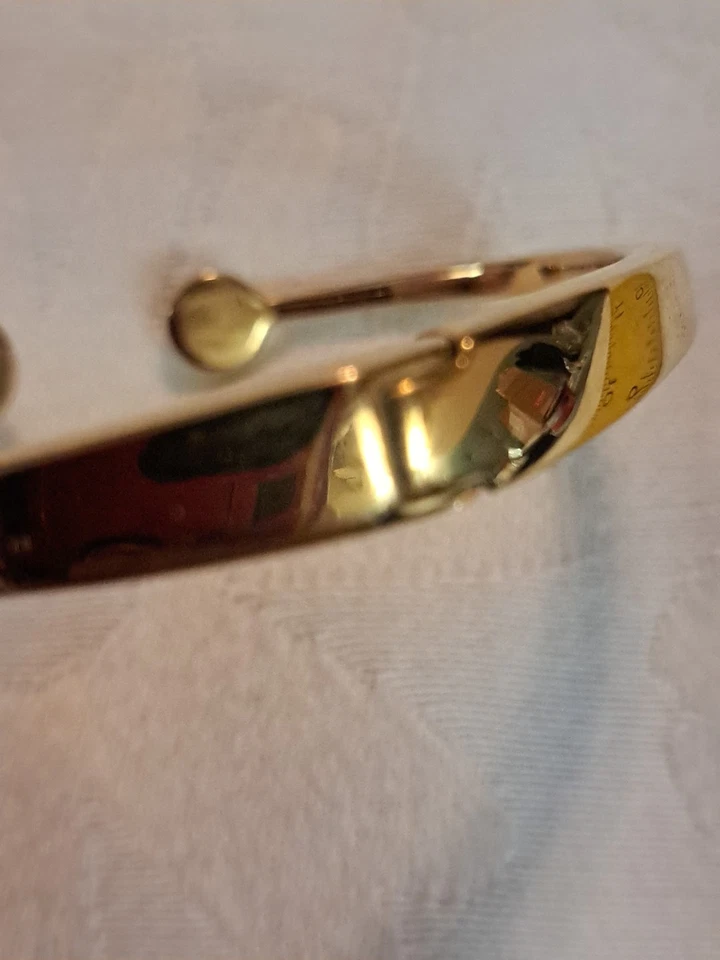 Kate Spade Bracelet Spot The Spade Hinge Cuff Black Logo Gold Tone - Image 3 of 4