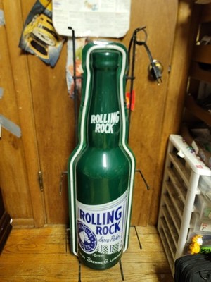 Rolling Rock Neon Beer Sign Barwear Mancave Bottle Green VTG Extra Pale