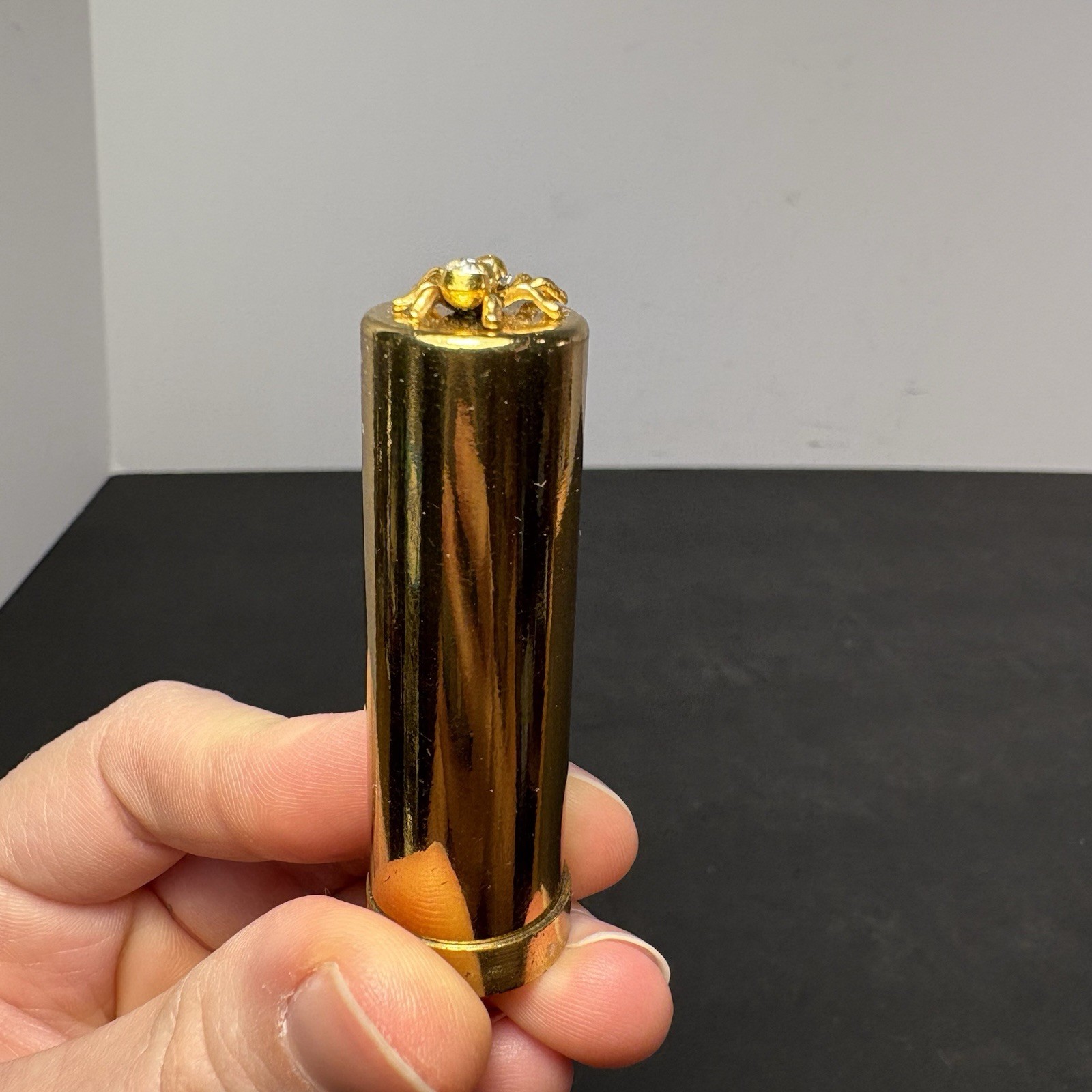 Vintage Rare Salvador Flato Spider Brass Lipstick Case