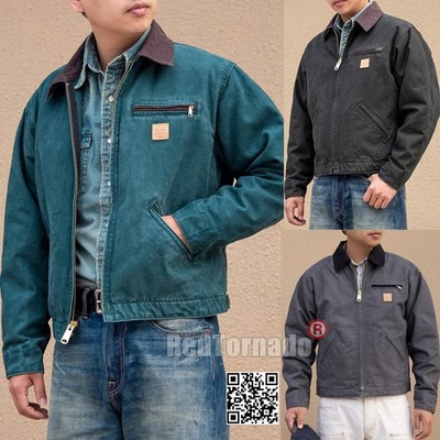 Red Tornado Vintage Duck Detroit Jacket Wool Lined Men Thick Workwear Coat Retro