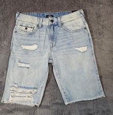 True Religion Ricky Shorts Men 33 Relaxed Straight Distressed Denim Actual 36 