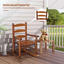 Durable Child's Wood Porch Rocker Outdoor Rocking Chair for children Aged 3-8