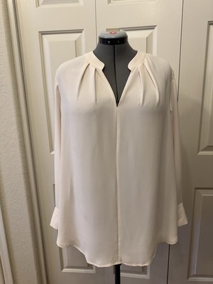 NWT Anne Klein Women s Long Sleeve V Neck Blouse Ivory Cream - 1X