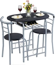 3-Pce Dining Room Table Set, Kitchen Table & Chair Sets for 2, Compact Table Set
