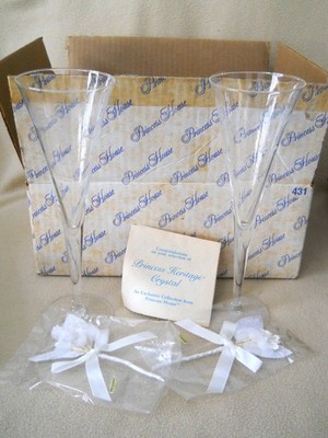 Vintage Princess House 8 oz Crystal  Wedding Toasting Flutes / New in Box