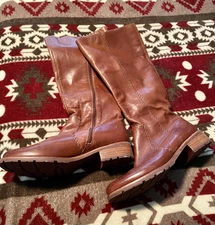 Sofft Womens Brown Leather  Heel Zipper Riding Boots Sz US 11