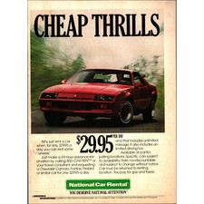 National Car Rental Cheap Thrills CAMERO Vintage 1984 Magazine Ad F2