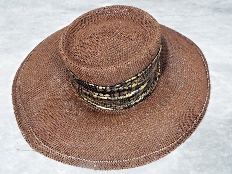 Vintage Whittal & Shon Straw Brown hat 7.25" x 6.5" Openening
