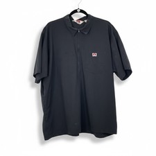 Ben Davis Men's Black Half-Zip Short Sleeve Collared Solid Work Vintage Shirt XL