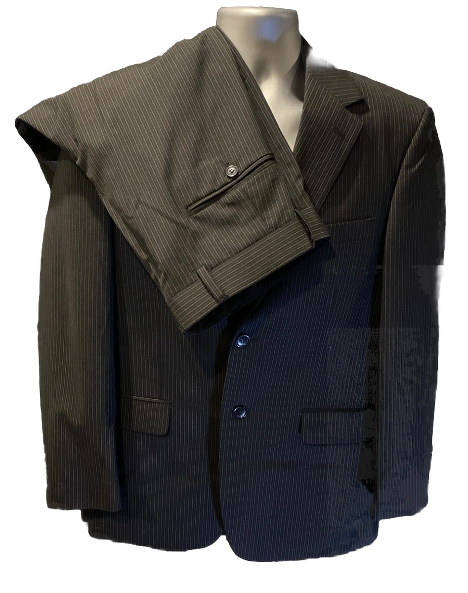 Costume Homme Andrew Fezza - Rayé Marine - Taille 38R, Taille 32 - Veste 3 Boutons - Occasion VGC