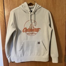 Carhartt Relaxed-Fit Hoodie, Women, S, Cream, Sweatshirt, Red Orange Mountain