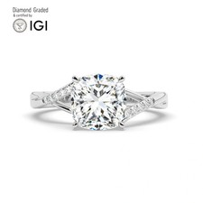 Cushion Diamond Engagement Ring 18k White Gold Labgrown 3.10 Ct Solitaire