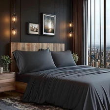 Simple Deluxe Queen Size 4 Piece Sheet Set, Lightweight Super Soft Easy