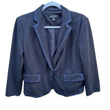 Ann Taylor Womens Size 12 Black 1-Button Machine Washable Career Blazer Jacket