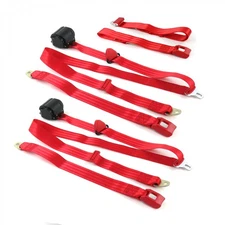  1975 - 1978 Standard 3pt Red Retractable Bench Seat Belt Kit - 3  