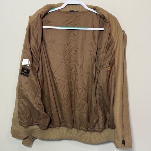 Beverly Hills Carroll & Co. Men's XL Tan Wool Cashmere Blend Bomber Jacket ITALY - Picture 5 of 8