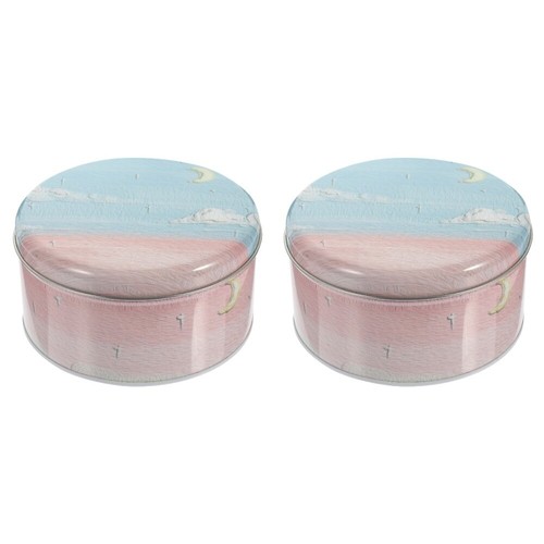 2 Pieces Round Gift Tin Small Novelty Storage Tins Jewelry Canister