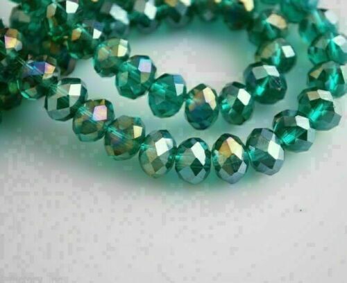 fFaceted 50pcs Peacock green AB Rondelle glass crysta 4X6mm Beads DIY Jewelry#K9 - Photo 1 sur 3