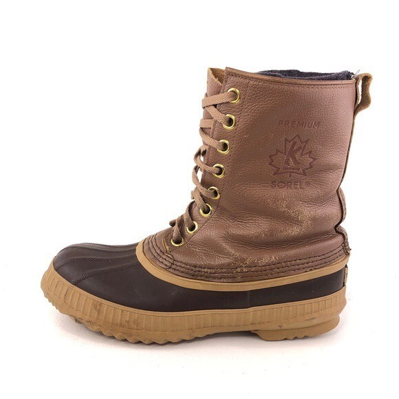 Sorel Premium Brown Leather Winter Snow Boots Mens Size 8  display picture 2