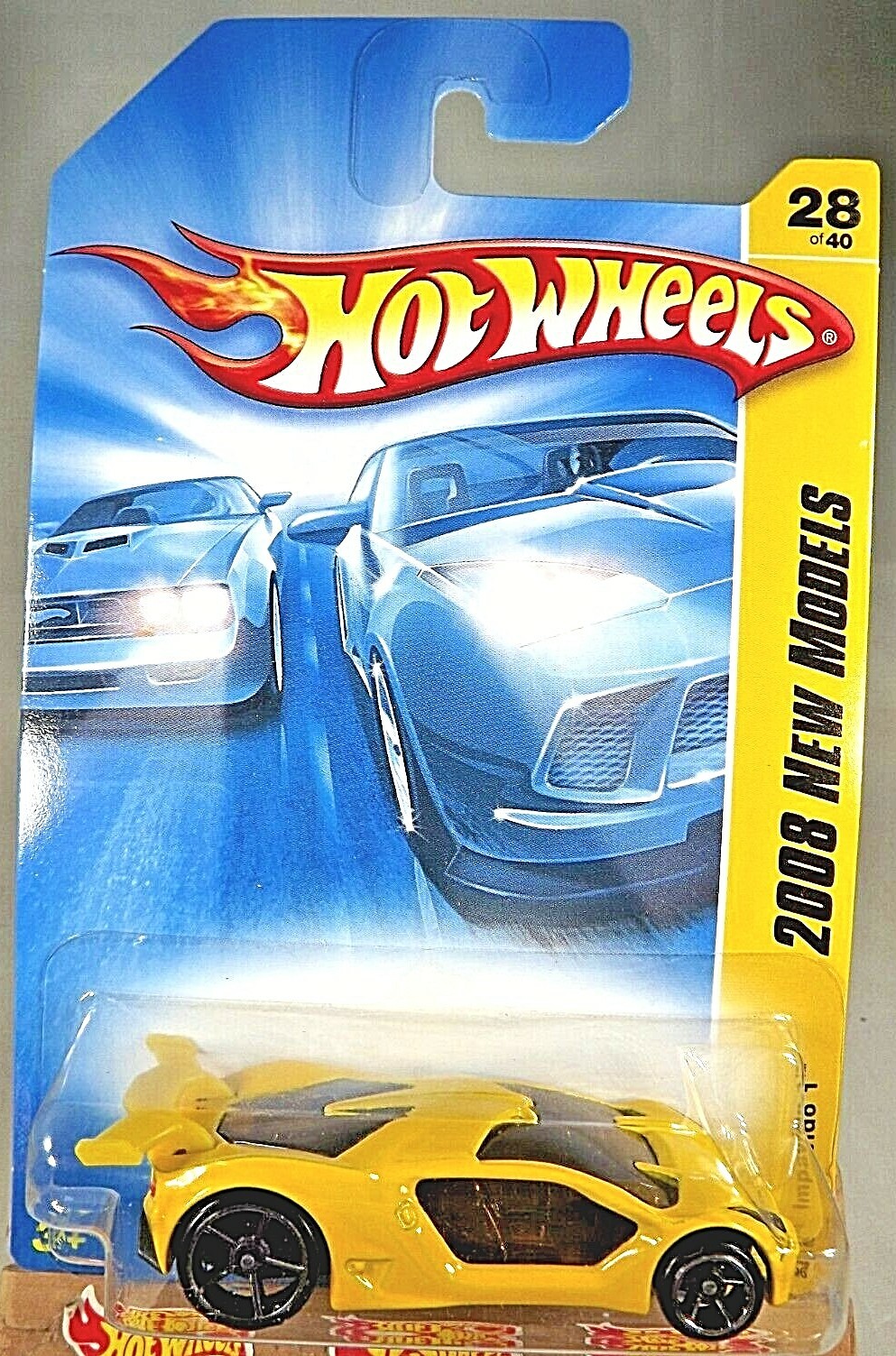 2008 Hot Wheels #28 New Models 28/40 IMPAVIDO 1 Yellow w/Black OH5 Spoke Wheels