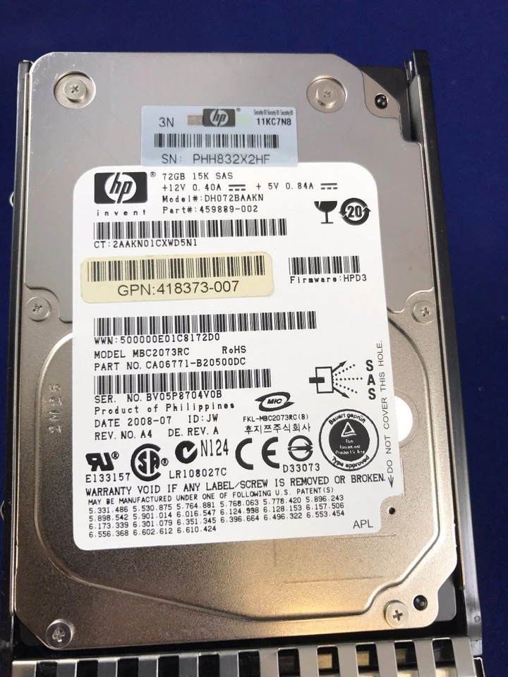 HP 72GB 2.5" Hard Drive 431935-B21 SAS internal 15000 rpm sff 432321-001 sp - Image 3 of 4