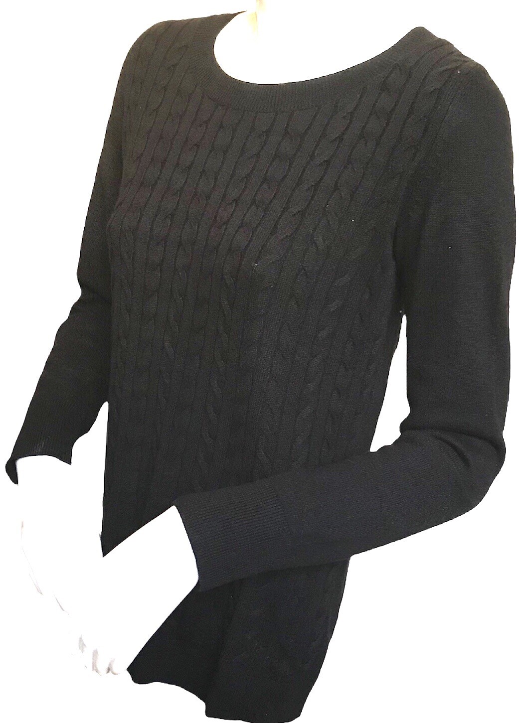 TALBOTS Small Pullover Sweater Black Cable Stitch… - image 2