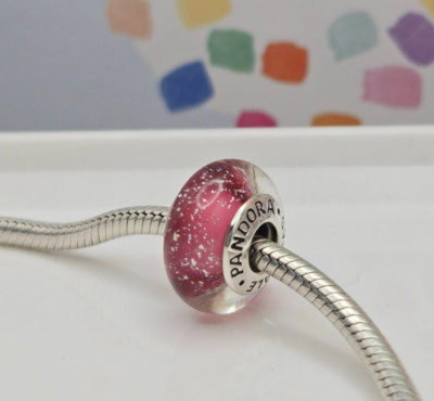 Authentic Pandora Disney Frozen Anna's Pink Signature Color Murano Charm