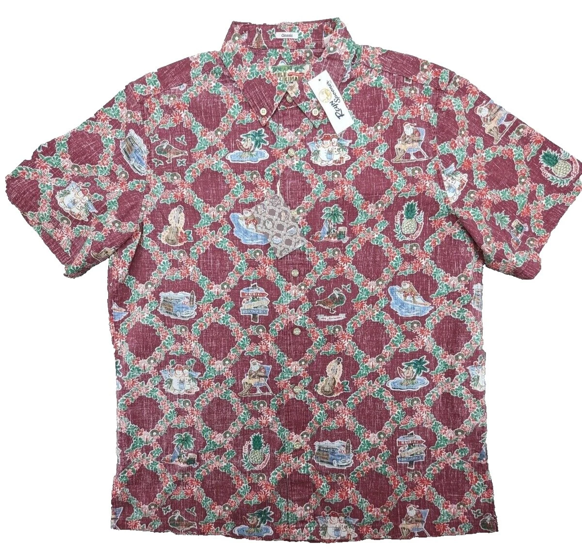 Botón Informal Floreado Algodón Reyn Spooner-Down Shirts for Men