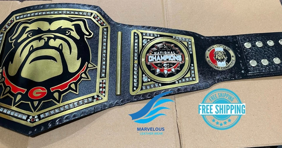 Новый GEORGIA BULLDOG национальный чемпионат ремень взрослый размер 2 мм латунные пластины - Изображение 3 из 4