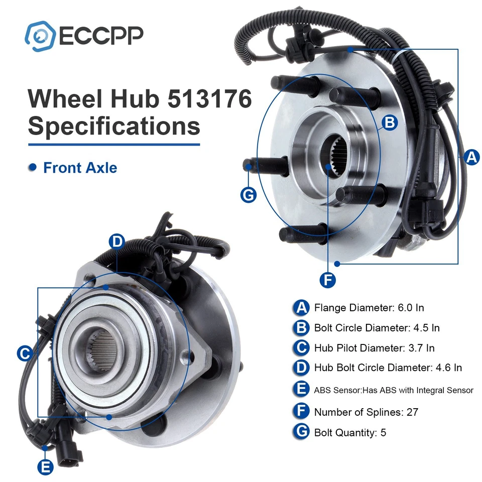 Conjunto de cojinete de cubo de rueda delantero de 2 piezas para Jeep Liberty 2002-2006 2007 con ABS Foto 2 de 4