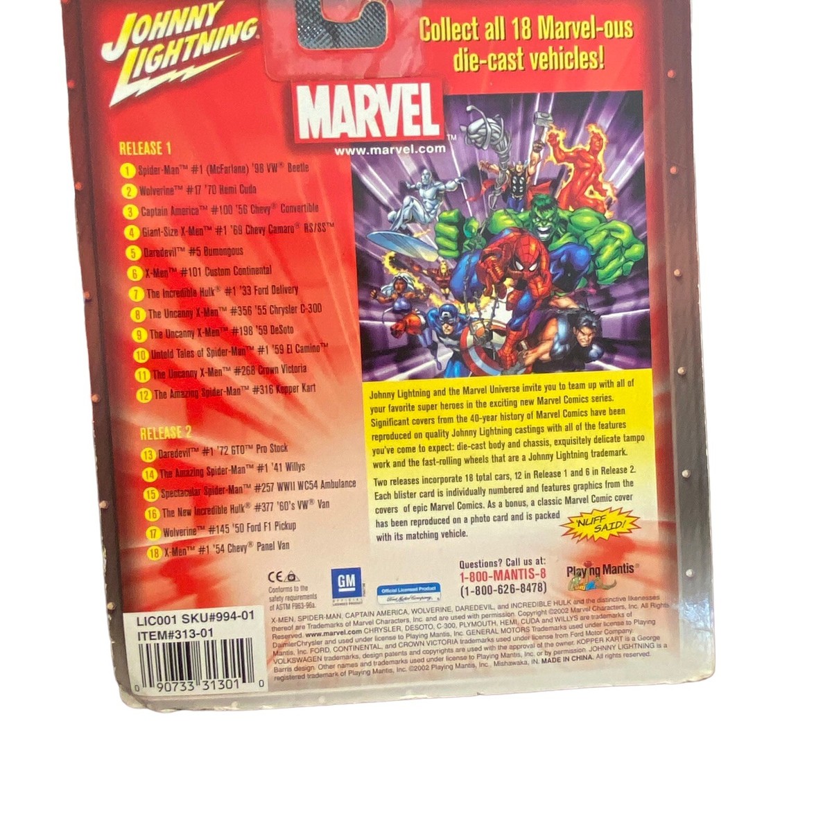 johhny lightning Giant Sized x men diecast car marvel Rare
