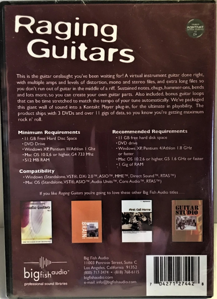 Raging Guitars - Big Fish Audio, Virtual Instrument, 3 DVD'S, Retail Case Sealed - Image 4 of 4