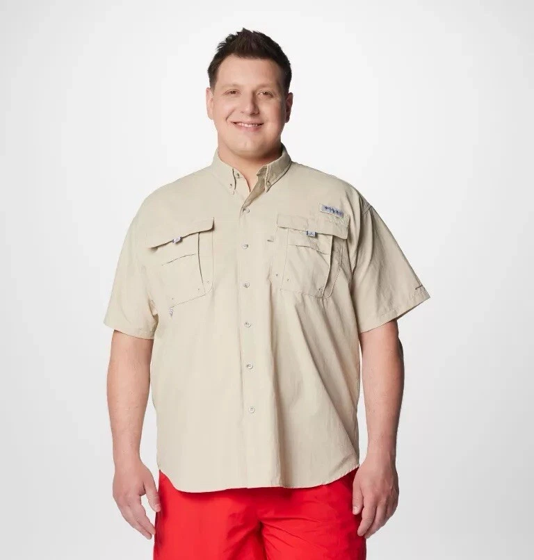 Chemise Columbia PFG Bahama II Homme, Pêche, XL, UPF, Légère, Bleue, Neuve
