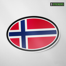 Norway Flag Oval Flag Sticker 3 Pack Vinyl Decal Car Auto Window Oslo
