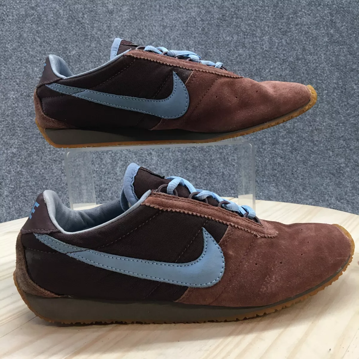 Vintage Nike Sting Sneakers Womens 10 Brown Blue Lace Up Low Top Suede 307161