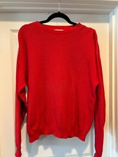 Vintage Talbots Red Crew Neck Pullover 100% Cotton Sweater Size M Made in USA