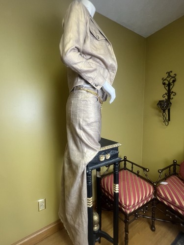 Authentic Chanel Rare 05 NWT Iridescent Shimmering Gold Jean Jacket, Long Skirt - Picture 11 of 14