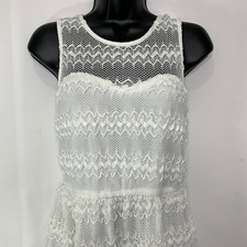 Ultra Pink Juniors Ivory Sleeveless Lace Lined Stretch Skater Dress Medium M