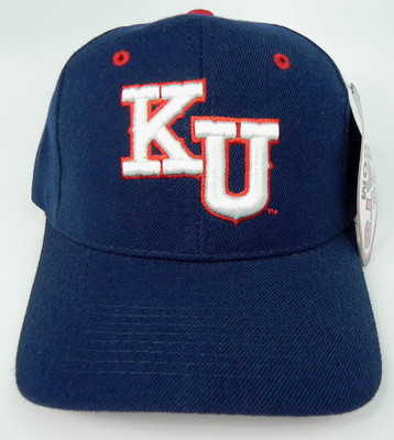 KANSAS JAYHAWKS BLUE NCAA VINTAGE FITTED ZEPHYR DH CAP HAT NWT!