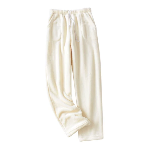 Damen Fleece Pyjamahose Fuzzy Lounge Hose Warm Flauschig Nachtwäsche Hose - Bild 7 von 22