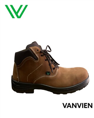 VANVIEN safety toe work shoes light weigh beige color,100% leather resistant.