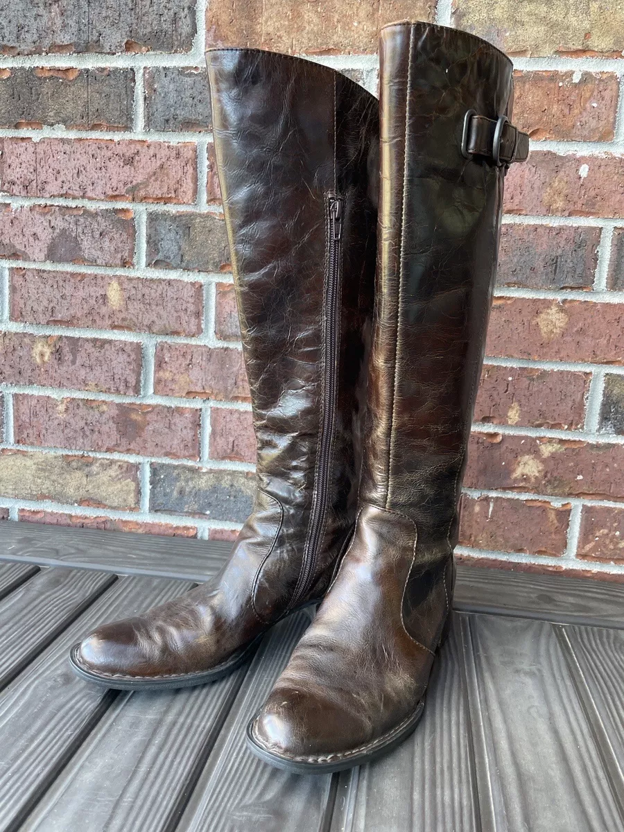 Brown Distressed Leather Born Crown Boots