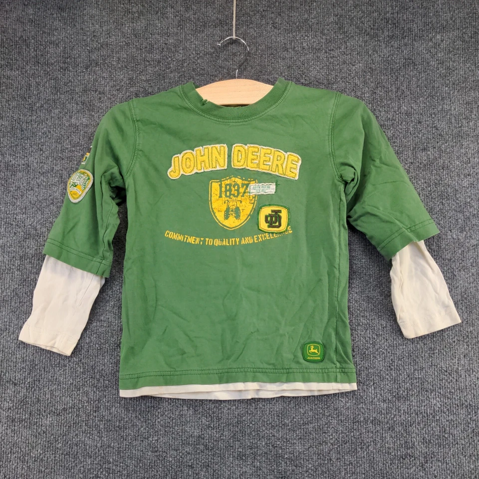 Camiseta John Deere Chicos Aspecto en Capas M 5-6 Manga Larga Verde Cuello Redondo Foto 2 de 4