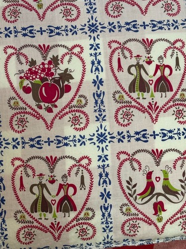 NEW Scandinavian Swedish Dutch Couple Birds Red Gingham Check Throw Pillow 20" - Picture 4 of 5