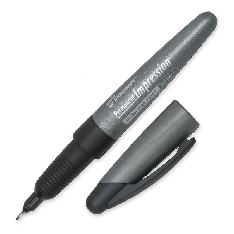 BLACK SKILCRAFT 7520-01-520-3153 PERMANENT IMPRESSION ULTRA FINE MARKERS 1 DOZEN