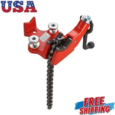 1/8 to 5-Inch Pipe Capacity, Heavy Duty Bench Chain Pipe Vise with Crank Handle,